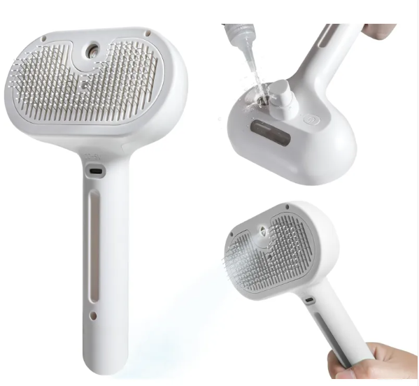 Spray & Brush Deshedding Tool for Dogs & Cats