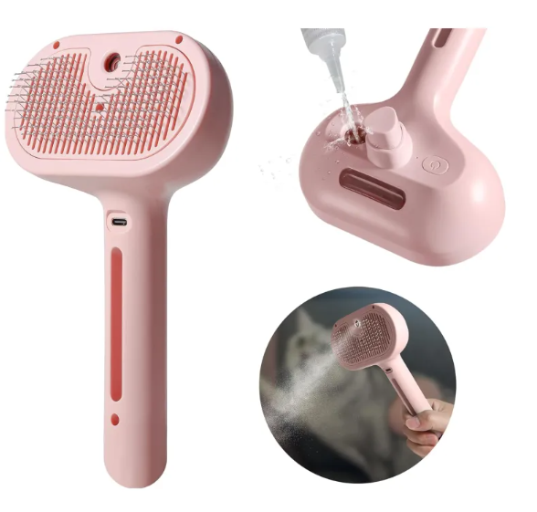 Spray & Brush Deshedding Tool for Dogs & Cats