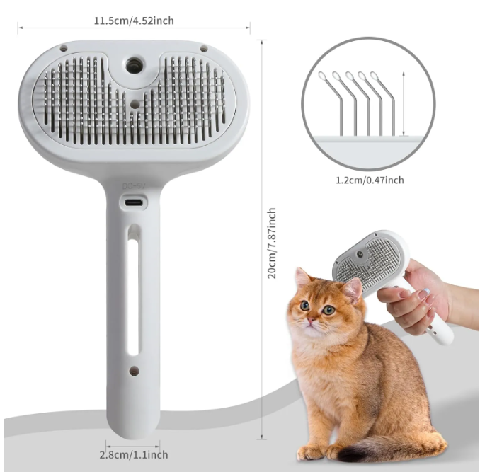 Spray & Brush Deshedding Tool for Dogs & Cats